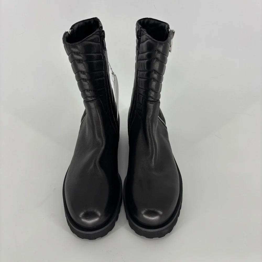 New Vaneli Zohan Ankle Boots Black Women Size 6.5 Weatherproof Leather Quilted